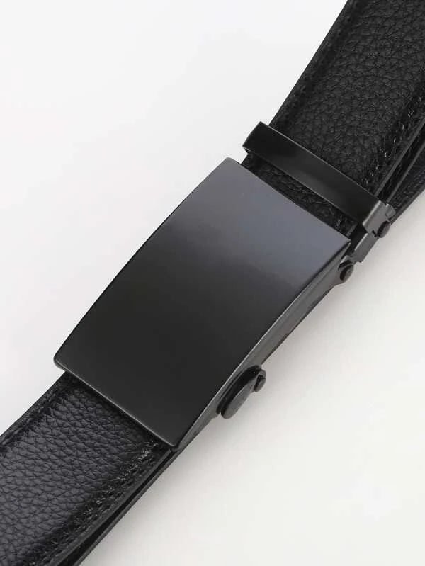 Men Black Stitch Detail Automatic Buckle Belt