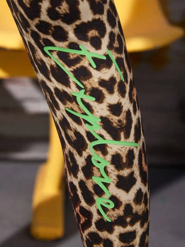 SHEIN Teen Girls Leopard Print Leggings