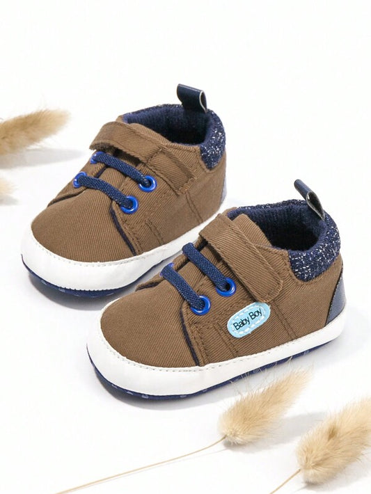 Baby Boy Letter Patch Hook-and-loop Fastener Strap Sneakers