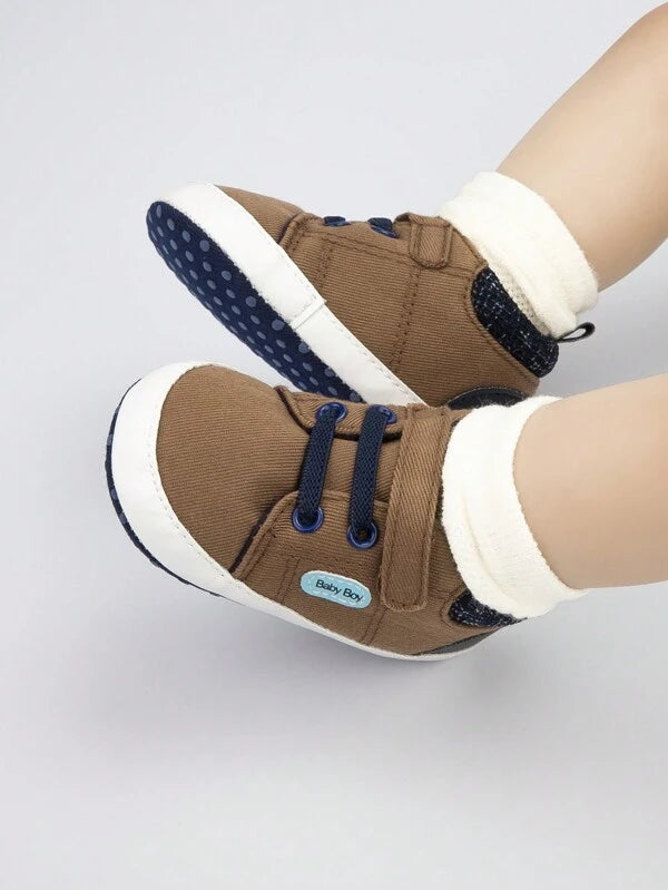 Baby Boy Letter Patch Hook-and-loop Fastener Strap Sneakers