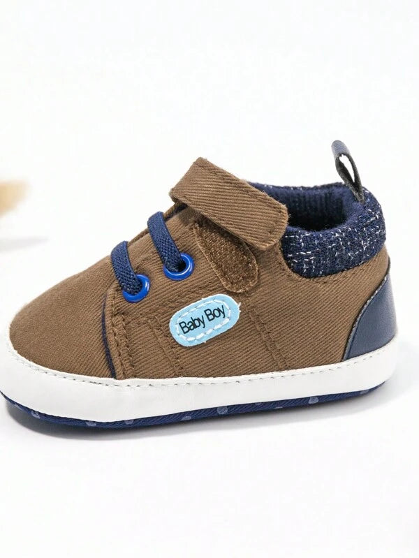 Baby Boy Letter Patch Hook-and-loop Fastener Strap Sneakers