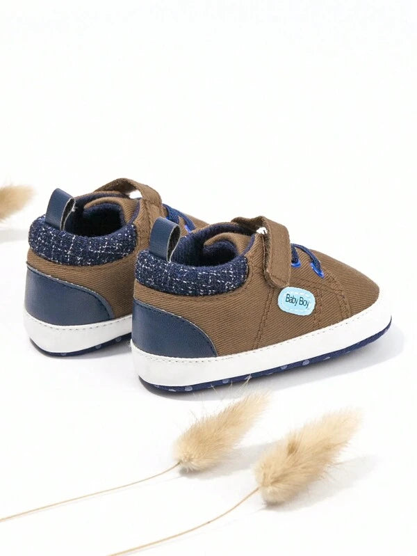 Baby Boy Letter Patch Hook-and-loop Fastener Strap Sneakers