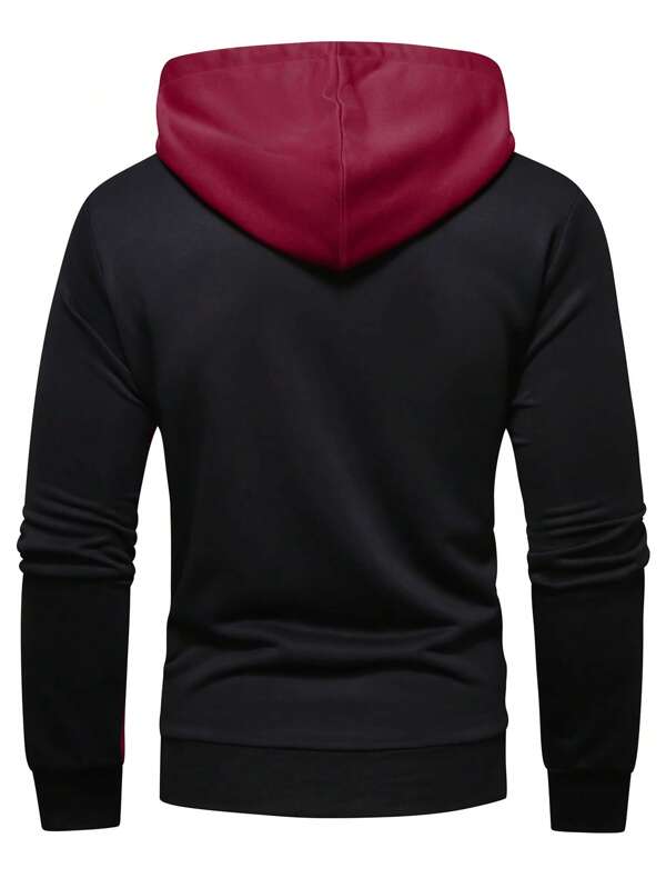 Manfinity Homme Men Colorblock Zip Up Drawstring Hoodie