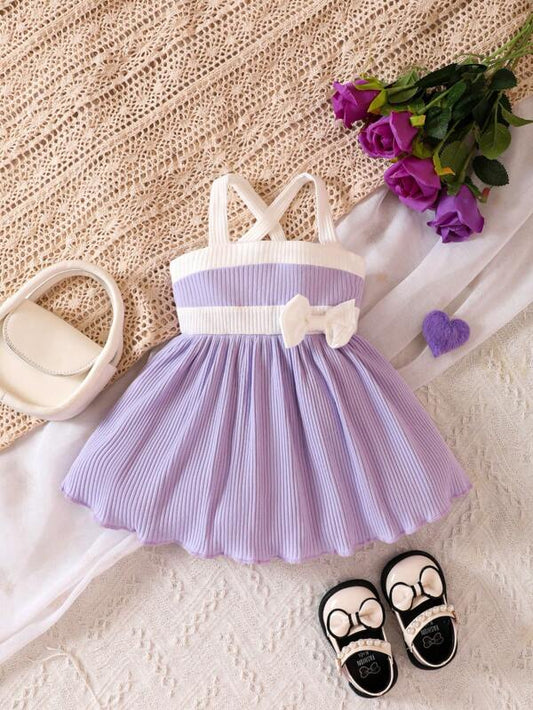Baby Two Tone Bow Front Cami Dress