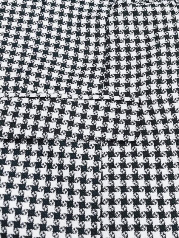 Men Houndstooth Print Double Breasted Blazer