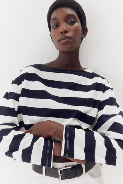 Oversized boat-neck top