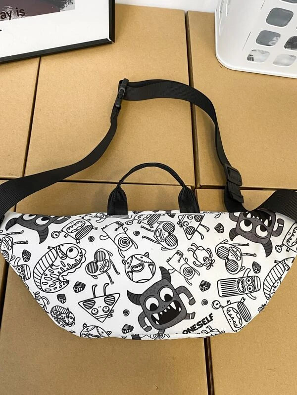 Men Cartoon Graphic Waist Bag Chest Bag