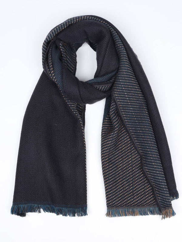 1pc Men Raw Trim Reversible Fashion Scarf For Winter