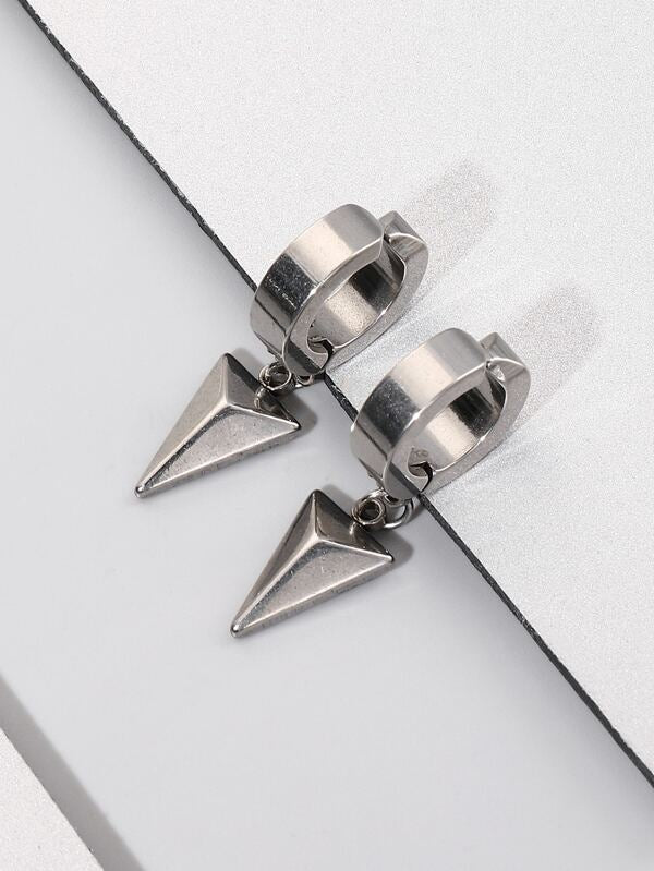 Fashionable and Popular Men Triangle Drop Earrings Stainless Steel Punk Hip Pop Style for Jewelry Gift and for a Stylish Look