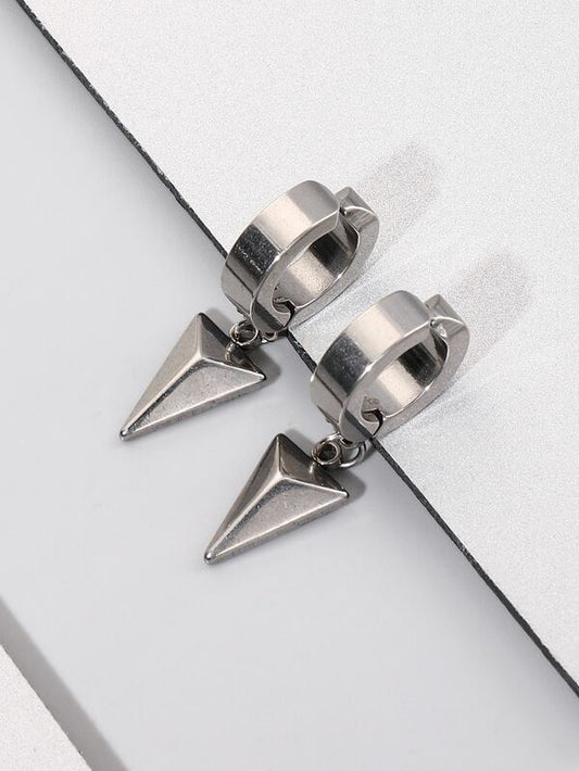 Fashionable and Popular Men Triangle Drop Earrings Stainless Steel Punk Hip Pop Style for Jewelry Gift and for a Stylish Look