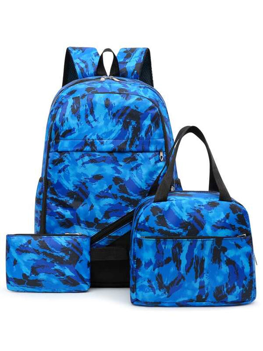 3pcs Men Graphic Print Casual Daypack Set