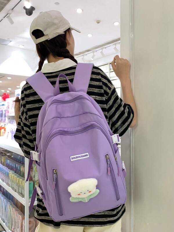 12.2 Inches Long 4.7 Inches Wide 15.7 Inches High Nylon Solid Color Casual High Capacity College Style Classic Backpack