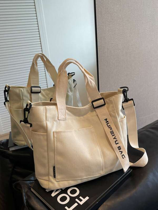 Solid Color Large Capacity Canvas Tote Bag