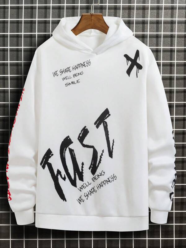 Manfinity EMRG Men Slogan Graphic Drop Shoulder Hoodie