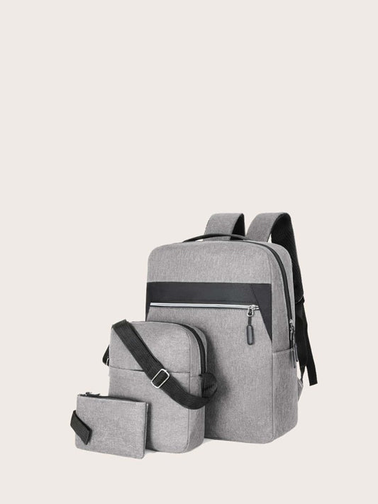 3pcs Men Two Tone Laptop Backpack Set