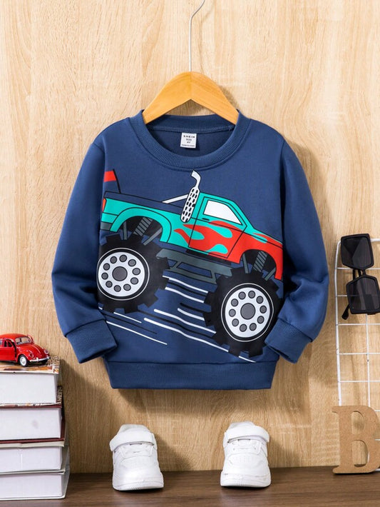 Young Boy Car Print Sweatshirt