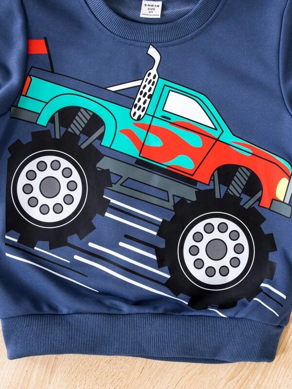 Young Boy Car Print Sweatshirt