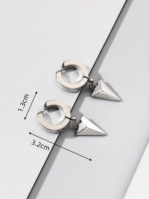 Fashionable and Popular Men Triangle Drop Earrings Stainless Steel Punk Hip Pop Style for Jewelry Gift and for a Stylish Look