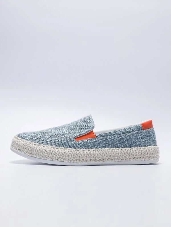 Vacation Espadrille Loafers For Men, Two Tone Canvas Loafers