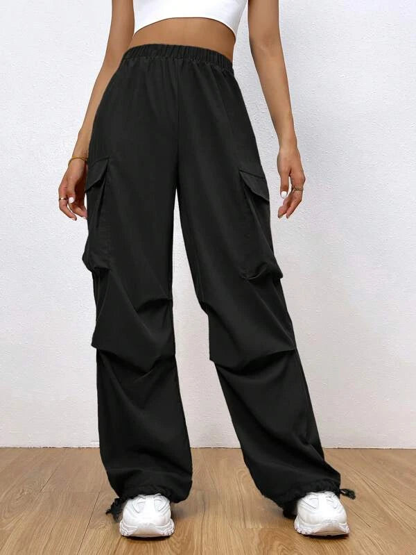 SHEIN Coolane Flap Pocket Side Drawstring Hem Cargo Pants