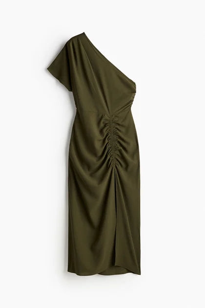 Draped one-shoulder dress