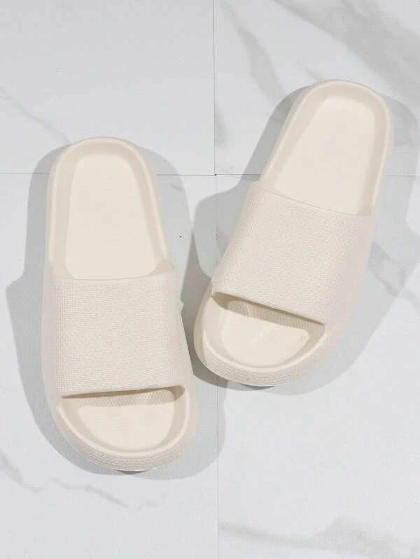 Fashionable Slides For Men, Texture Embossed Single Band EVA Slippers