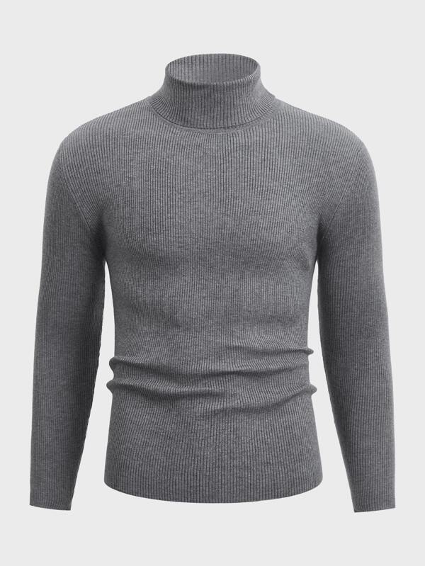 Manfinity Basics Men Turtleneck Rib-knit Sweater