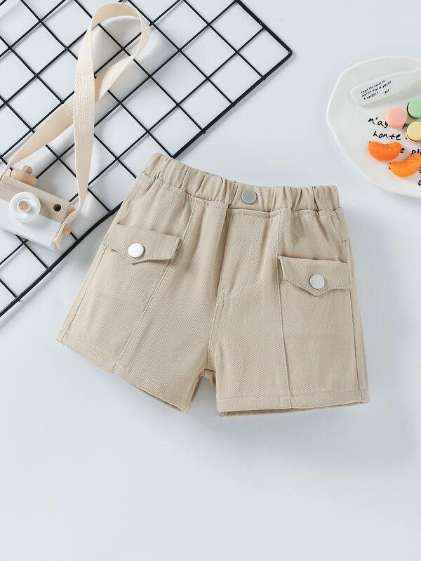 SHEIN Kids EVRYDAY Toddler Boys Flap Pocket Denim Shorts