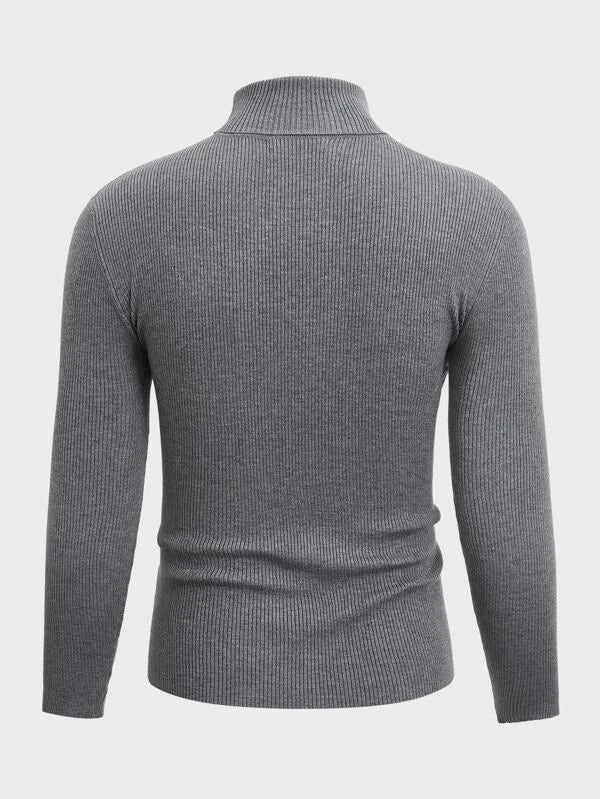 Manfinity Basics Men Turtleneck Rib-knit Sweater