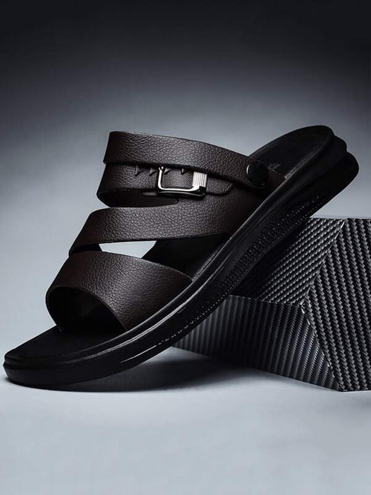 Men Buckle Decor Two Way Wear Slides