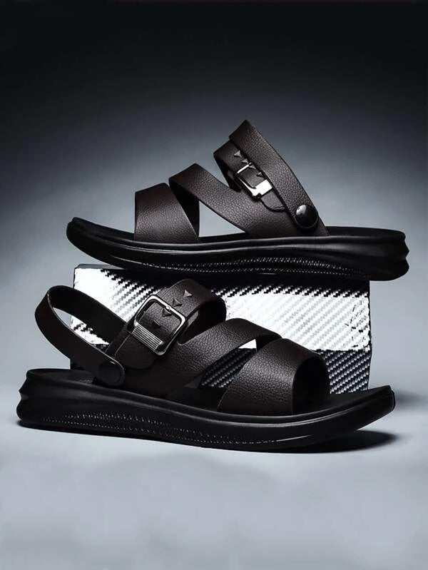 Men Buckle Decor Two Way Wear Slides