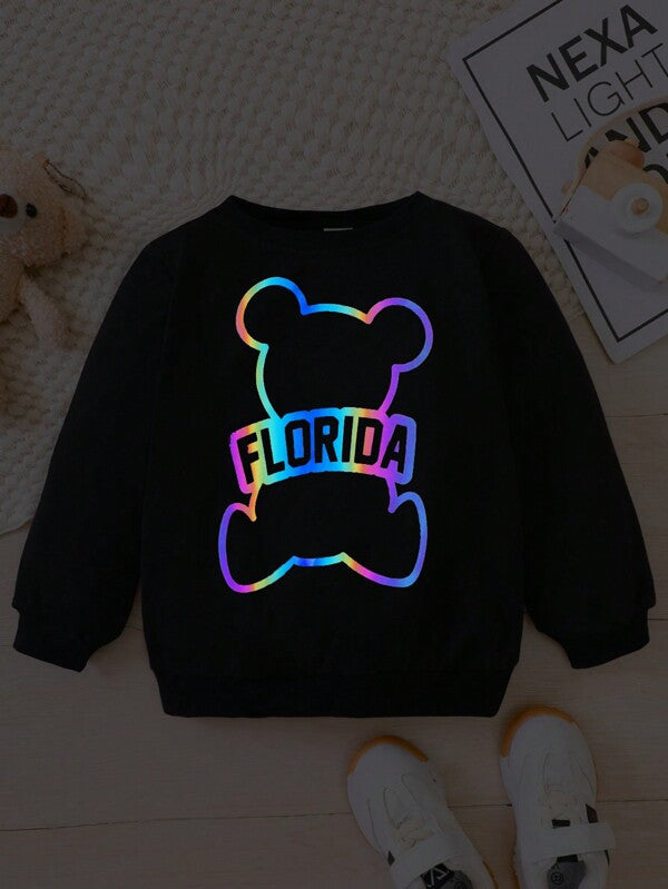 Young Boy Reflective Bear Print Sweatshirt