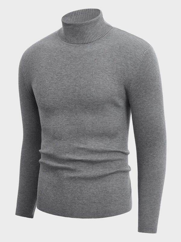 Manfinity Basics Men Turtleneck Rib-knit Sweater