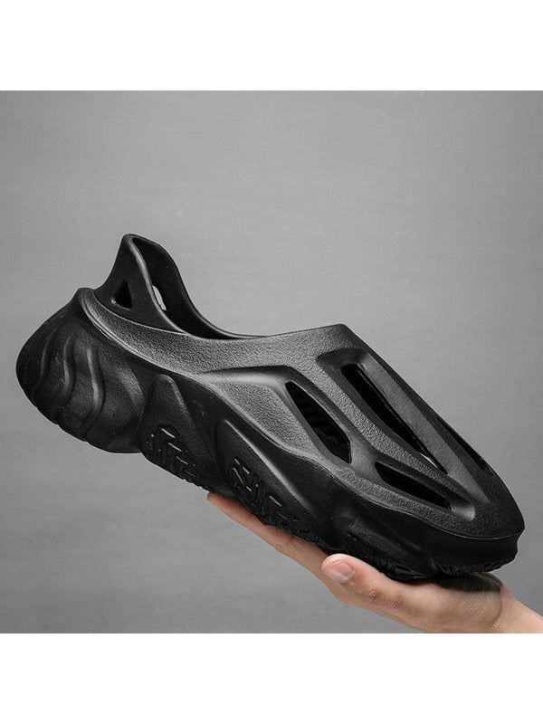 Men Cut Out Clogs, Black Outdoor EVA Vented Clogs