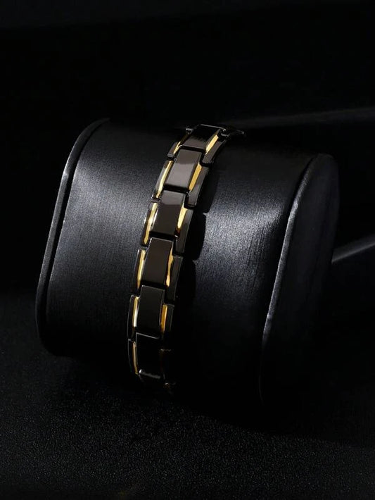 1pc Fashion Stainless Steel Two Tone Chain Bracelet For Men For Daily Decoration