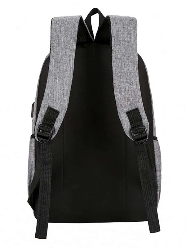 3pcs Men Patch Detail Backpack Set