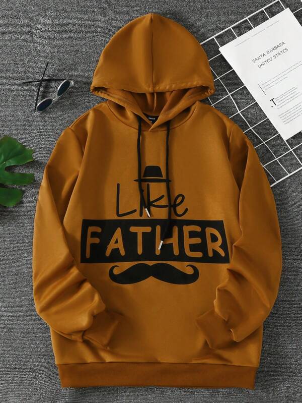 Men Letter Graphic Drawstring Hoodie