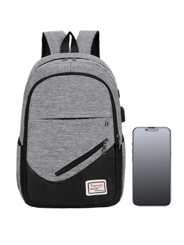 3pcs Men Patch Detail Backpack Set