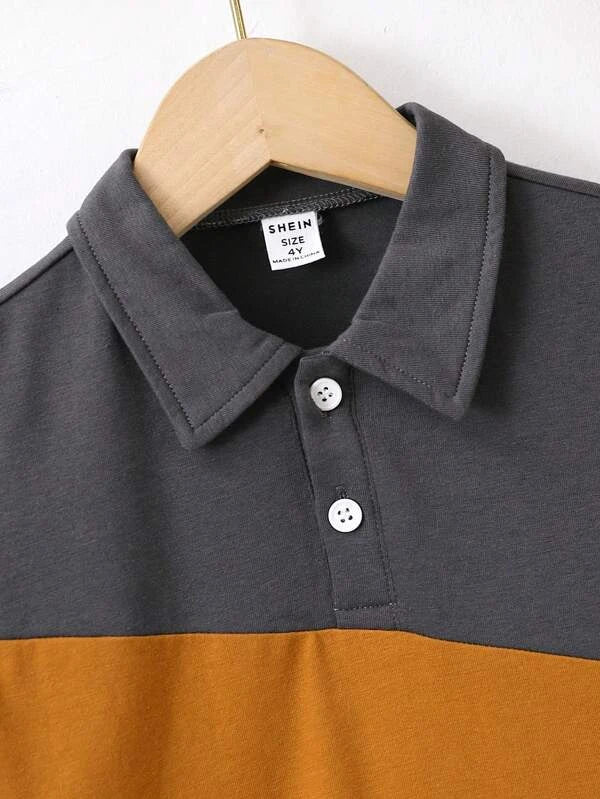 SHEIN Kids EVRYDAY Toddler Boys Color Block Polo Shirt