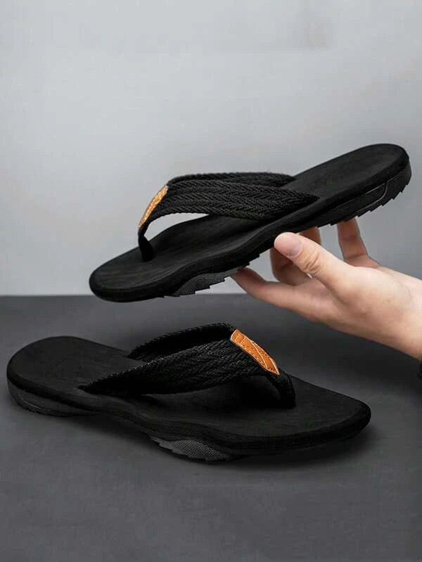 Fashionable Flip Flops For Men, Colorblock Stitch Detail Outdoor Slippers