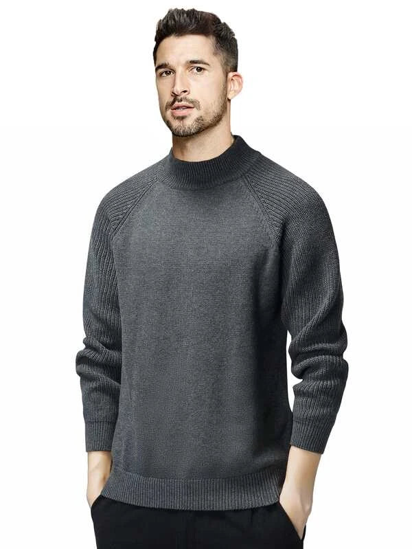 Men Solid Raglan Sleeve Sweater