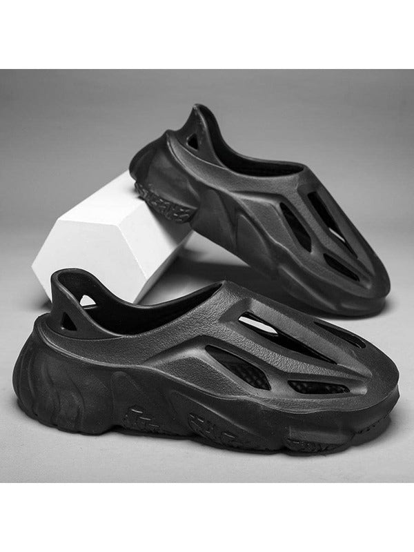 Men Cut Out Clogs, Black Outdoor EVA Vented Clogs