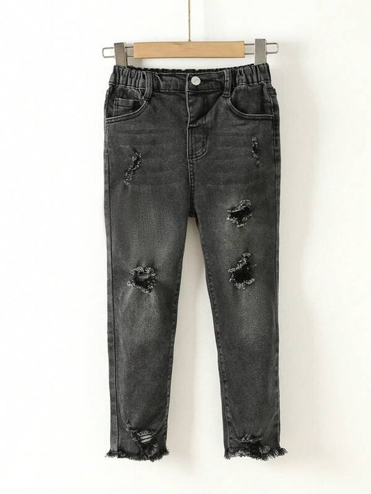 Toddler Boys Ripped Frayed Raw Trim Jeans