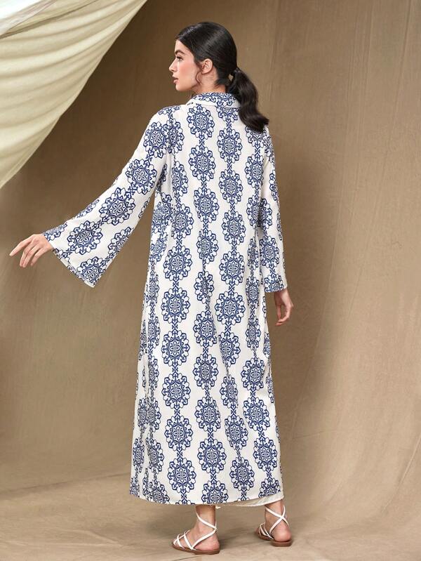 SHEIN X Noha SHEIN Najma Graphic Print Open Front Abaya