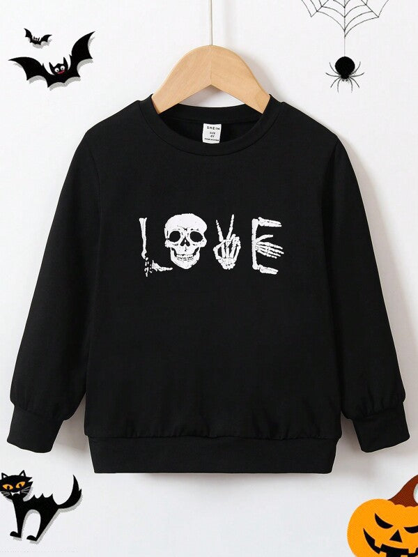 Young Boy Skeleton Print Sweatshirt