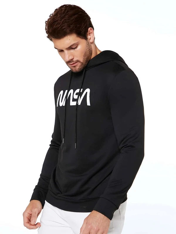 Manfinity Homme Men Letter Graphic Drawstring Hoodie