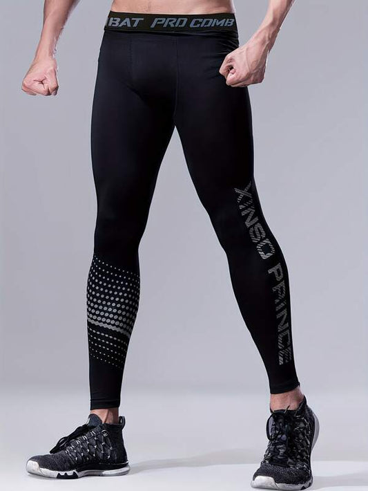 Men Letter Graphic Sports Tights