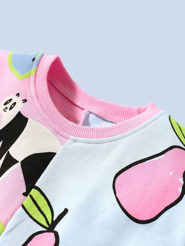 Toddler Girls Fruit Print Drop Shoulder Tee & Shorts