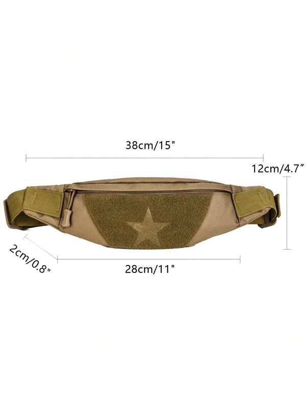 Star Pattern Fanny Pack Khaki Large Capacity Adjustable Strap