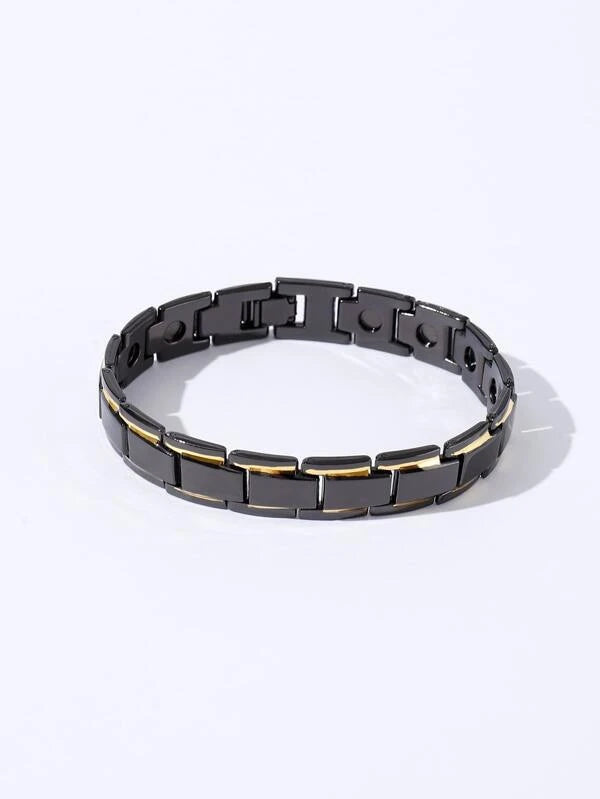 1pc Fashion Stainless Steel Two Tone Chain Bracelet For Men For Daily Decoration